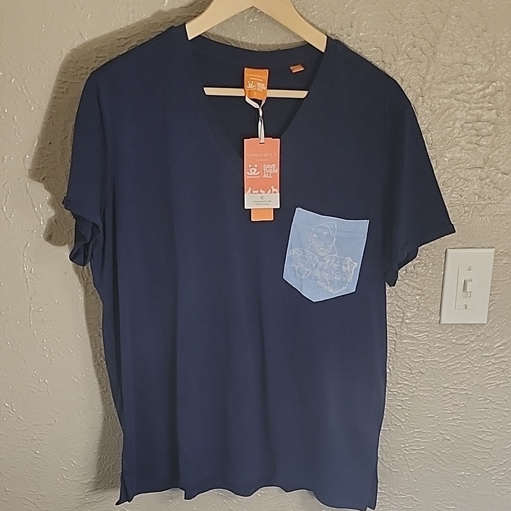 CON.STRUCT Navy Blue V-Neck Shirt